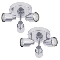 First Choice Lighting Pair of Chrome 3 Light IP44 Bathroom Round Spotlight Plates in Silver - thumbnail 1