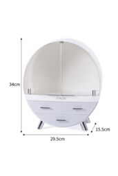 Living and Home 34CM High Round Transparent Cosmetic Display Box With 3 Drawers Storage Box in Grey - thumbnail 2