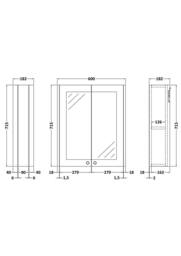 Balterley Bathroom Wall Mounted 2 Soft-Close, Satin Grey, 715 x 600 x 182mm in Grey - thumbnail 5