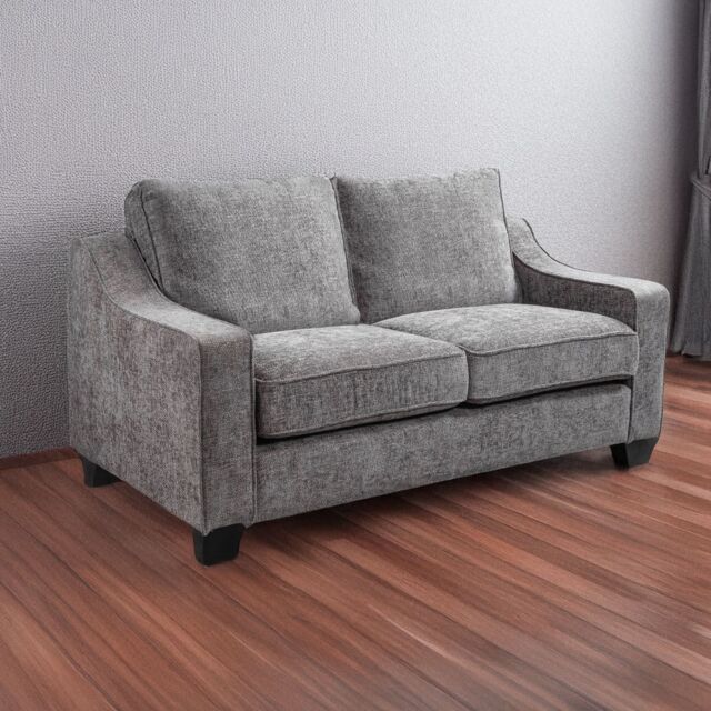 Furnishings For Less UK Neberaska Modern Slate Grey 2 Seater Sofa Chenille Fabric - image 1