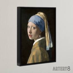 "Artery8 Girl with a Pearl Earring Vermeer Vintage Black Framed Canvas Wall Art - Size: W12"" x H16""" - thumbnail 2