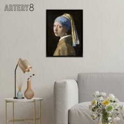 "Artery8 Girl with a Pearl Earring Vermeer Vintage Black Framed Canvas Wall Art - Size: W12"" x H16""" - thumbnail 3