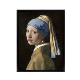 "Artery8 Girl with a Pearl Earring Vermeer Vintage Black Framed Canvas Wall Art - Size: W12"" x H16""" - thumbnail 1
