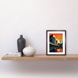 "Artery8 Wall Art Print River Clyde Walkway Modern Glasgow Cityscape Artwork Framed 9X7 Inch in Brown - Size: W7"" x H9""" - thumbnail 2