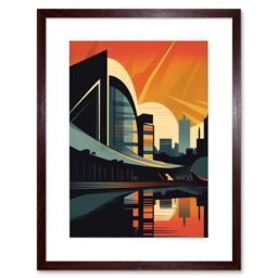 "Artery8 Wall Art Print River Clyde Walkway Modern Glasgow Cityscape Artwork Framed 9X7 Inch in Brown - Size: W7"" x H9""" - thumbnail 1