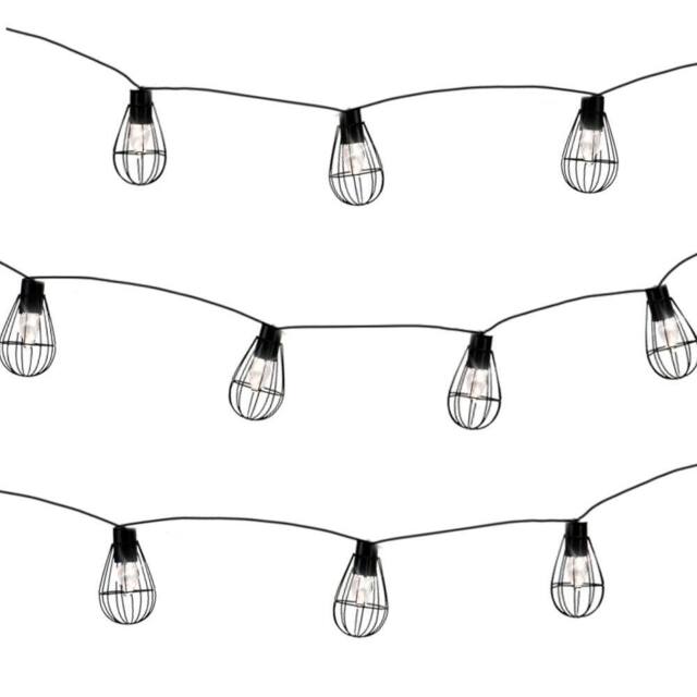 Gardenwize Solar String Lights with 8 Metal Bulbs Decorative LED Light in Black - image 1