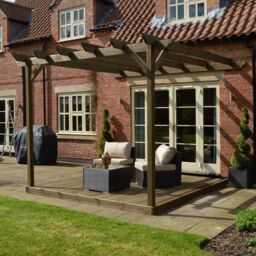 Rutland County Garden Furniture Ltd Wall Mounted Garden Pergola & Decking Kit, L420 x W420 cm, Brown - thumbnail 8