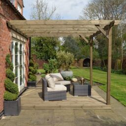 Rutland County Garden Furniture Ltd Wall Mounted Garden Pergola & Decking Kit, L420 x W420 cm, Brown - thumbnail 6