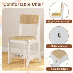 Costway Kids Study Desk & Chair Set Wooden Writing Table Activity Table Set in White - thumbnail 8