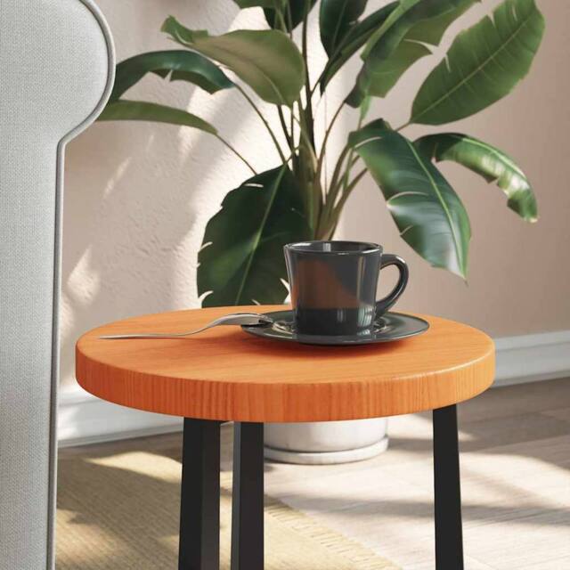 Berkfield Home Table Top Round Wax Brown √ò30x2.5 cm Solid Wood Pine - Size: 30x2.5 cm - image 1