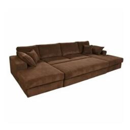 SNUG FURNITURE BIRMINGHAM LTD Large Spacious Double Corner Sofa With Footstool Jumbo Cord in Chocolate - thumbnail 2