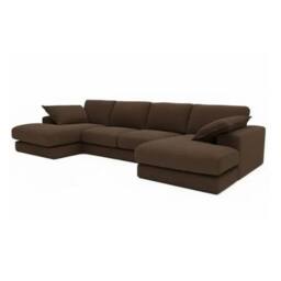 SNUG FURNITURE BIRMINGHAM LTD Large Spacious Double Corner Sofa With Footstool Jumbo Cord in Chocolate - thumbnail 3