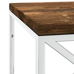 Berkfield Home Coffee Table Stainless Steel & Solid Wood Reclaimed in Silver - thumbnail 5