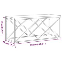 Berkfield Home Coffee Table Stainless Steel & Solid Wood Reclaimed in Silver - thumbnail 6