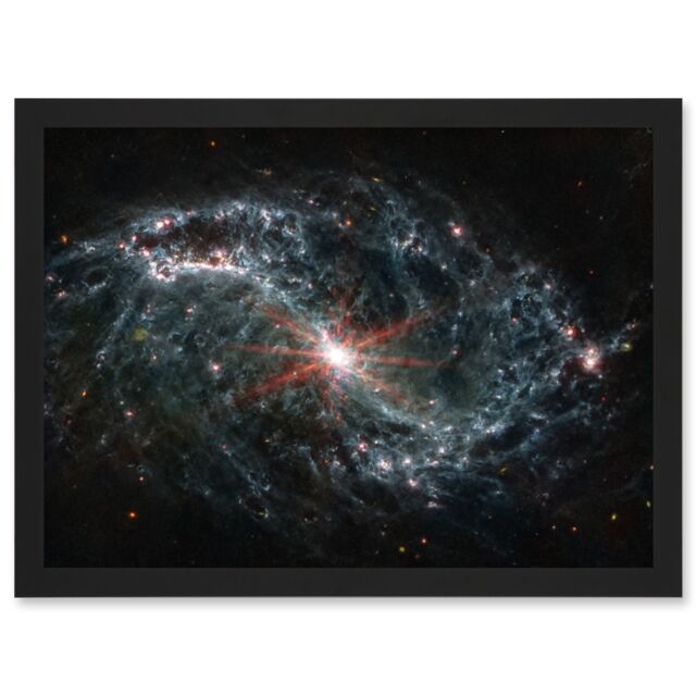 Artery8 NASA James Webb Telescope NGC 7496 Intricate Network Gas Dust Galaxies Artwork Framed Wall Art Print A4 in Black - image 1