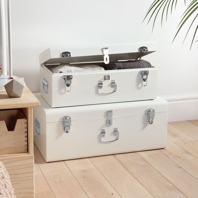 Beautify Set of 2 Stackable Bedroom Storage Trunks in Cream - image 1