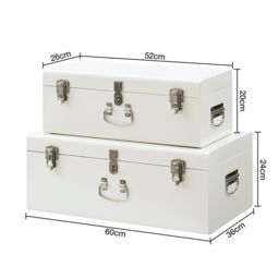 Beautify Set of 2 Stackable Bedroom Storage Trunks in Cream - thumbnail 9