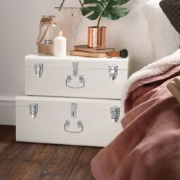 Beautify Set of 2 Stackable Bedroom Storage Trunks in Cream - thumbnail 2