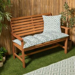 OHS Outdoor 2 Seater Patterned Bench Cushion Garden Furniture Seat in Green - thumbnail 2