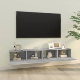 Berkfield Home Wall TV Cabinets 2 pcs Grey Sonoma 100x30x30 cm Engineered Wood - Size: 100 x 30 x 30 cm - thumbnail 1