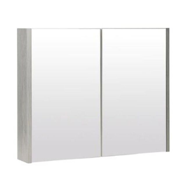 Clifton Silver Oak Mirror Bathroom Cabinet 80cm Wide in Light Grey - image 1