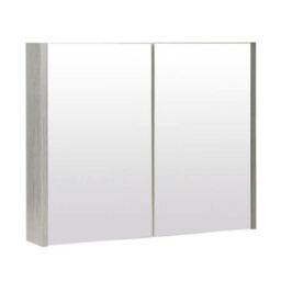 Clifton Silver Oak Mirror Bathroom Cabinet 80cm Wide in Light Grey - thumbnail 1