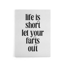 "Artery8 Life Is Short Let Your Farts Out Modern Funny Canvas Wall Art Print in White - Size: W12"" x H16""" - thumbnail 1