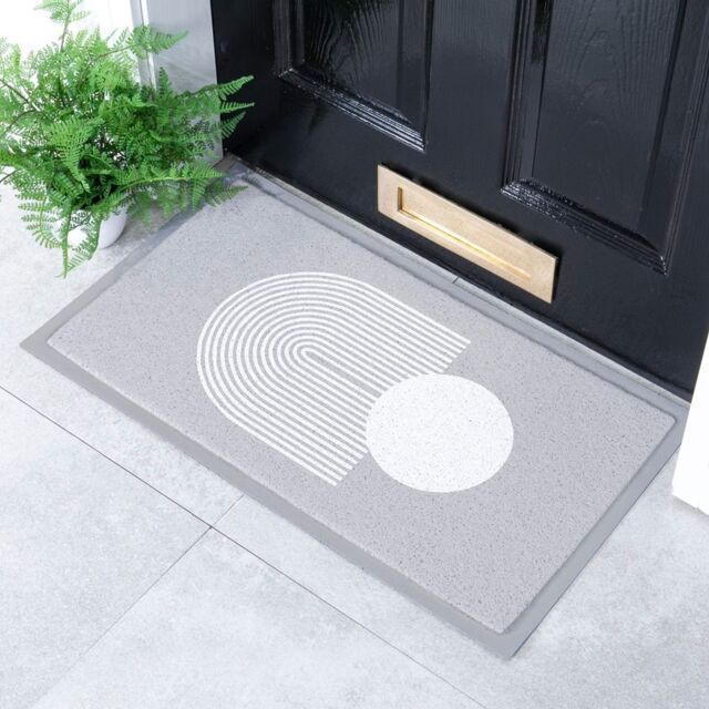 Artsy Mats Grey Abstract Sphere Indoor & Outdoor Doormat - 70x40cm - Size: 40 cm x 70 cm - image 1