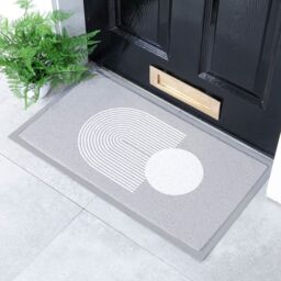 Artsy Mats Grey Abstract Sphere Indoor & Outdoor Doormat - 70x40cm - Size: 40 cm x 70 cm - thumbnail 1
