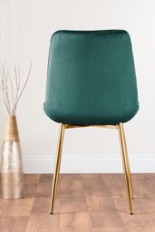 FurnitureboxUK Novara 100cm Round Tempered Glass Dining Table with Gold Legs & 4 Pesaro Velvet Chairs in Green - thumbnail 9