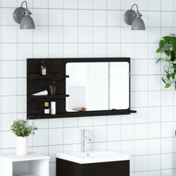 Berkfield Home Bathroom Mirror Cabinet Black Oak 90x11x45 cm Engineered Wood - Size: 90 x 11 x 45 cm - thumbnail 3