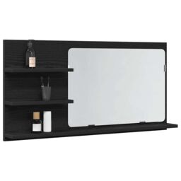 Berkfield Home Bathroom Mirror Cabinet Black Oak 90x11x45 cm Engineered Wood - Size: 90 x 11 x 45 cm - thumbnail 4