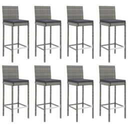 Berkfield Home 9 Piece Garden Bar Set with Cushions Grey Poly Rattan - thumbnail 4