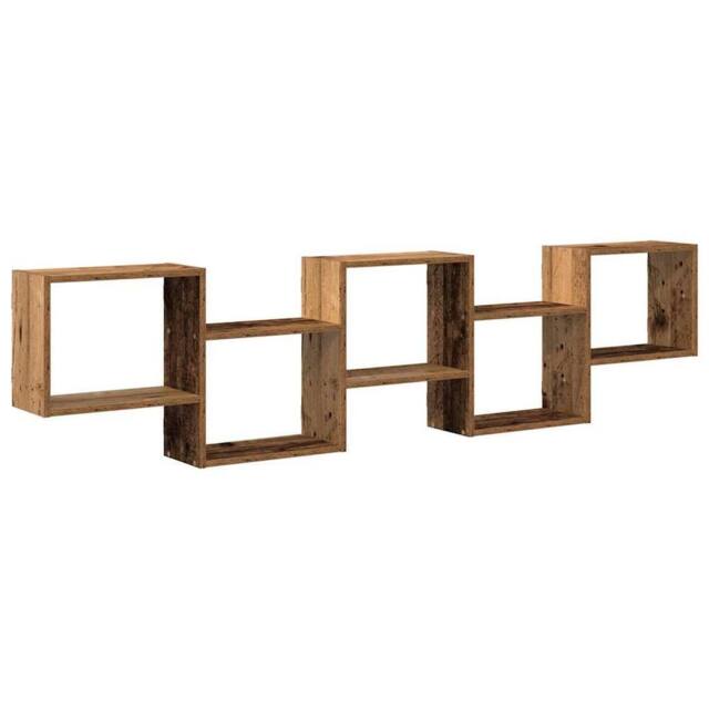 Berkfield Home Wall Cube Shelf 5 Compartments Old Wood Engineered Wood in Brown - image 1