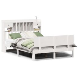 Berkfield Home Bookcase Bed without Mattress White 140x200cm Solid Wood Pine - Size: 140x200 cm - thumbnail 2