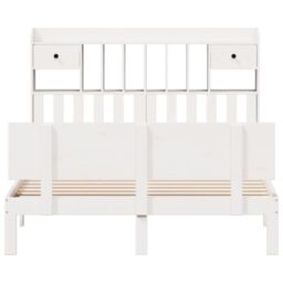 Berkfield Home Bookcase Bed without Mattress White 140x200cm Solid Wood Pine - Size: 140x200 cm - thumbnail 4
