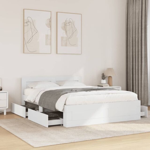 Berkfield Home Bed Frame with Headboard without Mattress White 140x200 cm - image 1