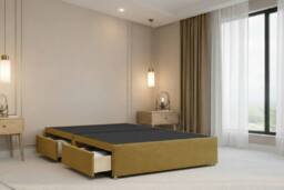 "Nexus Mattresses Ltd Windsor Plush Divan 2 Drawers Foot-End 54""Winged Headboard in Mustard - Size: Double" - thumbnail 6