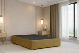 "Nexus Mattresses Ltd Windsor Plush Divan 2 Drawers Foot-End 54""Winged Headboard in Mustard - Size: Double" - thumbnail 7