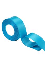 Neel Blue Double Sided Satin Polyester Ribbon Roll, 25mm x 25 Metres in Turquoise - thumbnail 4