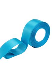 Neel Blue Double Sided Satin Polyester Ribbon Roll, 25mm x 25 Metres in Turquoise - thumbnail 1