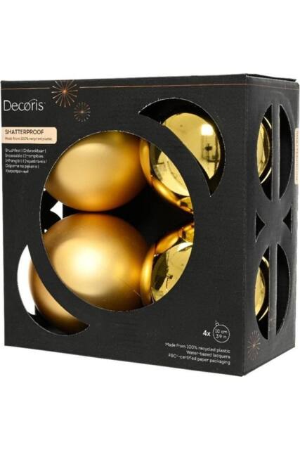 Kaemingk Polystyrene Christmas Bauble (Pack of 4) in Gold