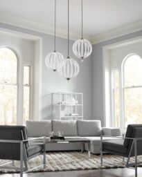 Loops 2 Bulb Ceiling Pendant Light Fitting Satin Nickel LED 12W Bulb in Metallics - thumbnail 2