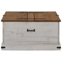 Berkfield Home Storage Chest HALDEN White 91x91x47 cm Solid Wood Pine - Size: 91 x 91 x 47 cm - thumbnail 4
