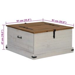 Berkfield Home Storage Chest HALDEN White 91x91x47 cm Solid Wood Pine - Size: 91 x 91 x 47 cm - thumbnail 9