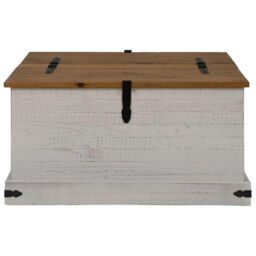 Berkfield Home Storage Chest HALDEN White 91x91x47 cm Solid Wood Pine - Size: 91 x 91 x 47 cm - thumbnail 3