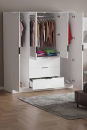 Home Discount Vida Designs Trega 4 Door 3 Drawer Mirrored Wardrobe Storage Furniture in White - thumbnail 7