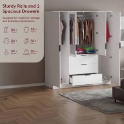 Home Discount Vida Designs Trega 4 Door 3 Drawer Mirrored Wardrobe Storage Furniture in White - thumbnail 3
