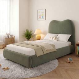 Matteo Green Velvet Single Upholstered Bed with Hydraulic Storage - thumbnail 2