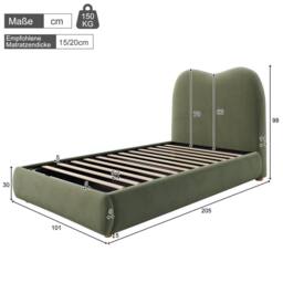 Matteo Green Velvet Single Upholstered Bed with Hydraulic Storage - thumbnail 9